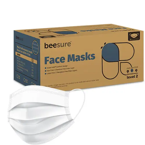 BeeSure Earloop Face Mask, ASTM Level 2, White, 50/Box, 2100W thumbnail 3