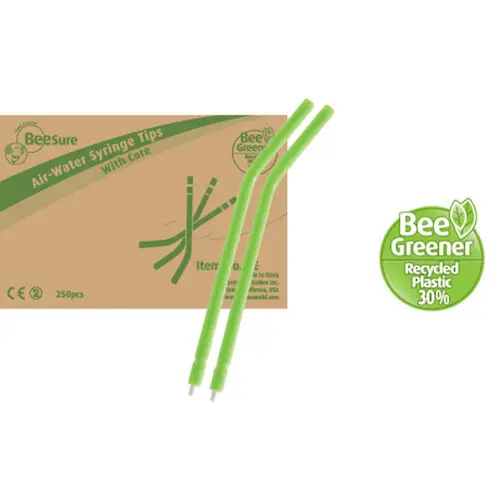 BeeSure Air/Water Syringe Tips with Core, Green, Disposable, 250/Box, BE402 thumbnail 9