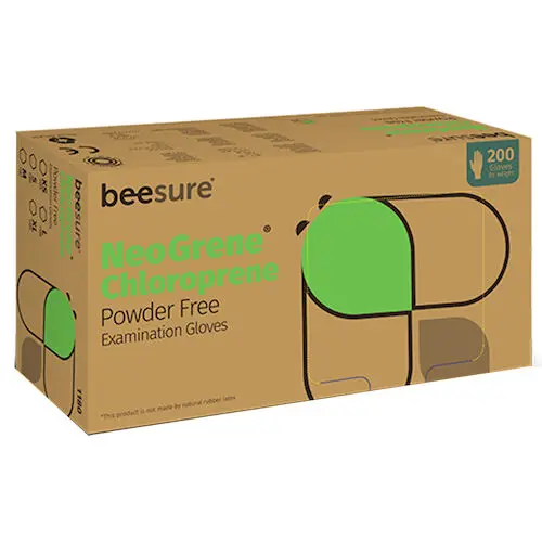 BeeSure NeoGrene Chloroprene Exam Gloves, Powder Free, Non-Sterile, Large, Green, Fingertip Textured, 200/Box, BE1188 thumbnail 11