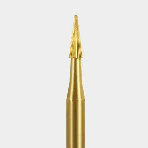 Microcopy NeoBurr 30-Blade Trimming & Finishing Carbide Bur, FG #9214UF, Gold Plated, Pointed Taper, 5/Pk, NB5-9214UF thumbnail 2