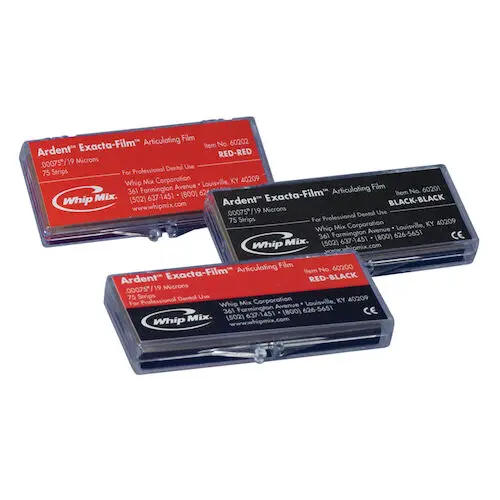 Ardent Exacta-Film Articulating Film, Black/Black, 19 Microns (0.00075"), Double-Sided, 75 Strips/Box, 60201 thumbnail 4