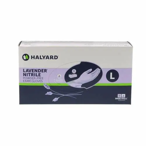 Halyard KC100 Lavender Nitrile Exam Gloves, Powder-Free, Latex-Free, Non-Sterile, Large, 250/Box, 52819 thumbnail 4