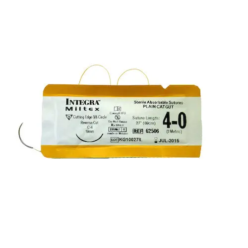 Integra Miltex Plain Gut Suture, 4-0, 27" (45cm), C-6 Reverse Cutting 3/8 Circle Needle 19mm, Green, 12/Box, 62506 thumbnail 7