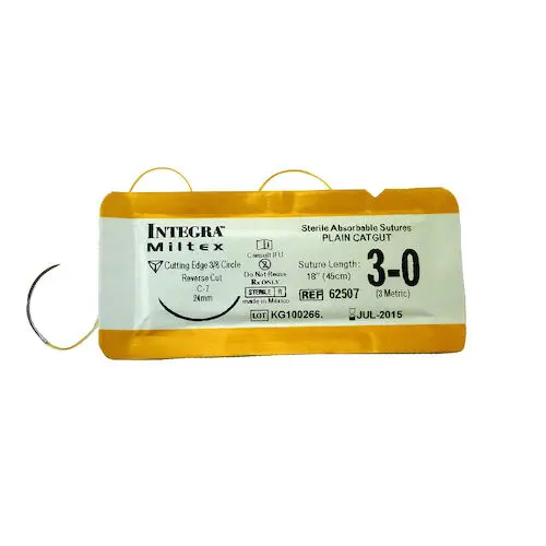 Integra Miltex Plain Gut Suture, 3-0, 18", C-7 Precision Reverse Cutting 3/8 Circle Needle 24mm, Green, 12/Box, 62507 thumbnail 7