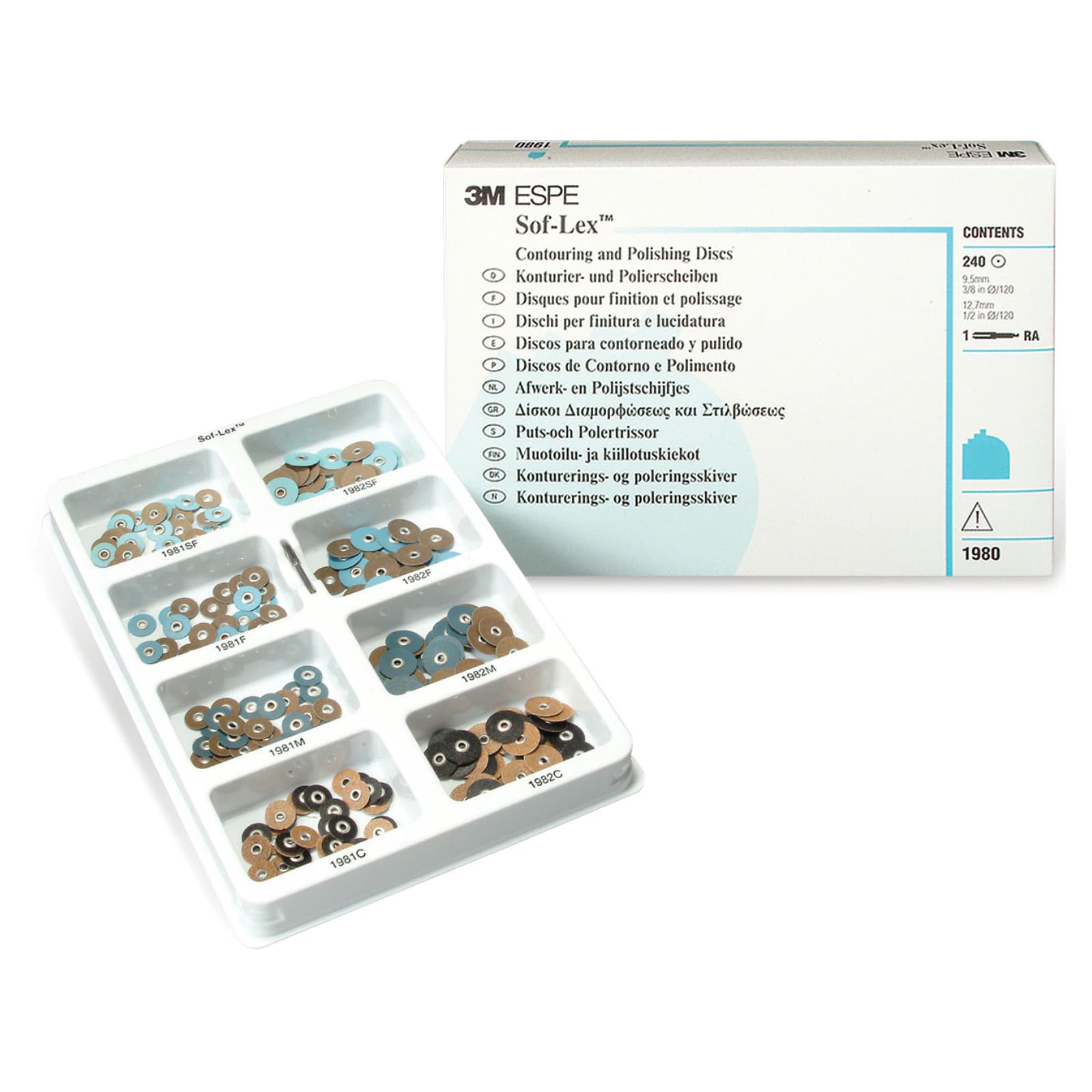 3M™ Sof-Lex™ Contouring and Polishing Discs Kit, Pop-On, Assorted Grits, 3/8" and 1/2" Diameters, 1 RA Mandrel, 1980 thumbnail 10