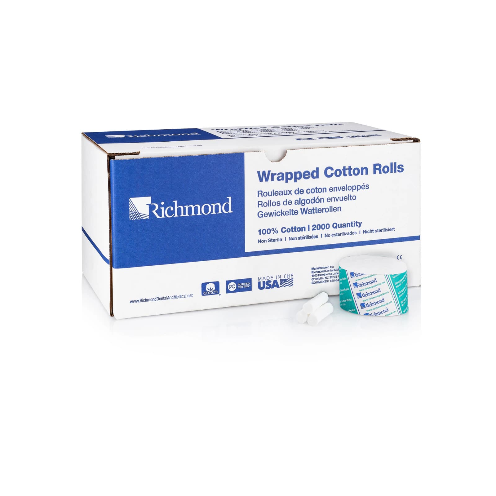 Richmond Wrapped Cotton Rolls, #2 Medium, 1-1/2" x 3/8", Non-Sterile, 2000/Box, 200404 thumbnail 12
