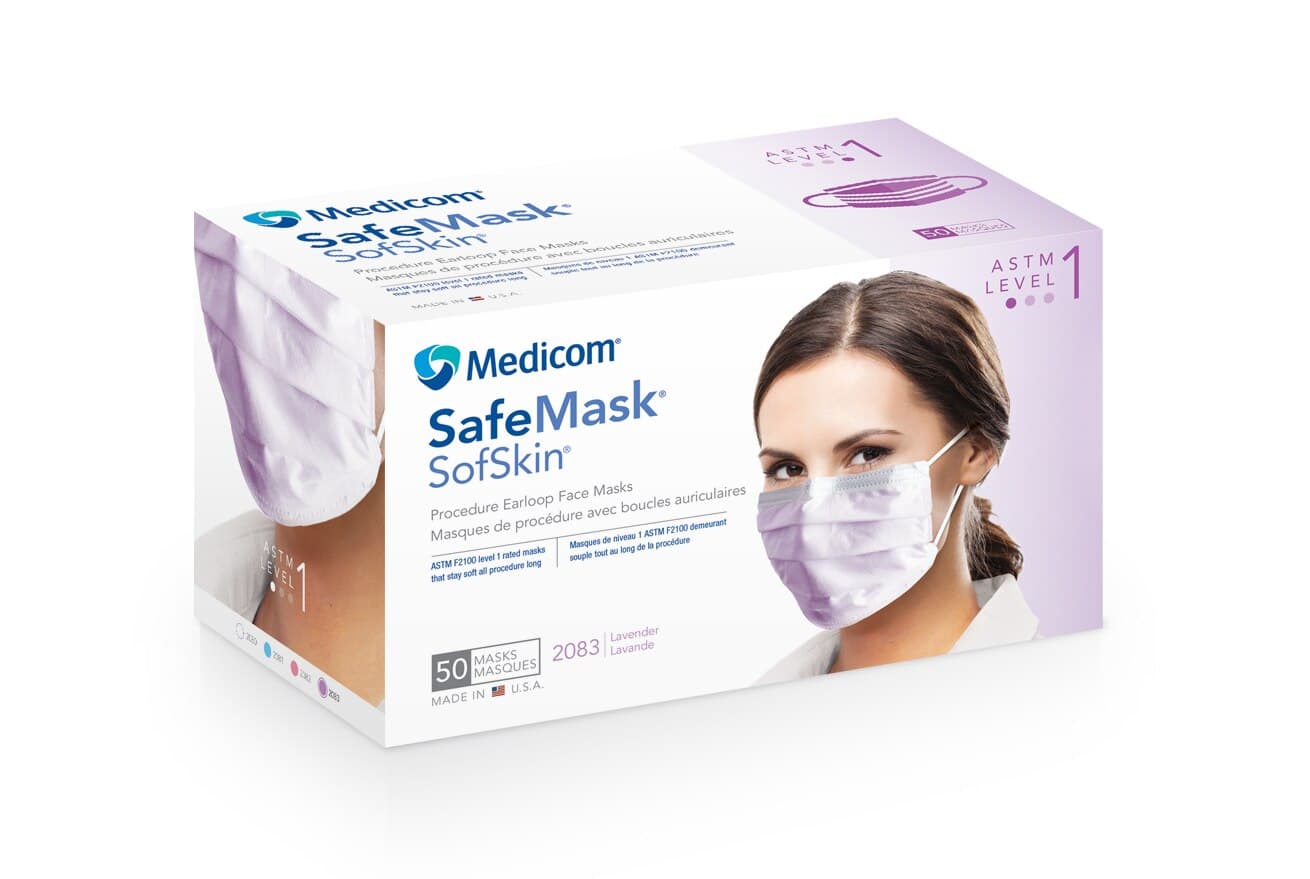SafeMask SofSkin Procedure Earloop Face Masks, ASTM Level 1, Lavender, 50/Box, 2083 thumbnail 12
