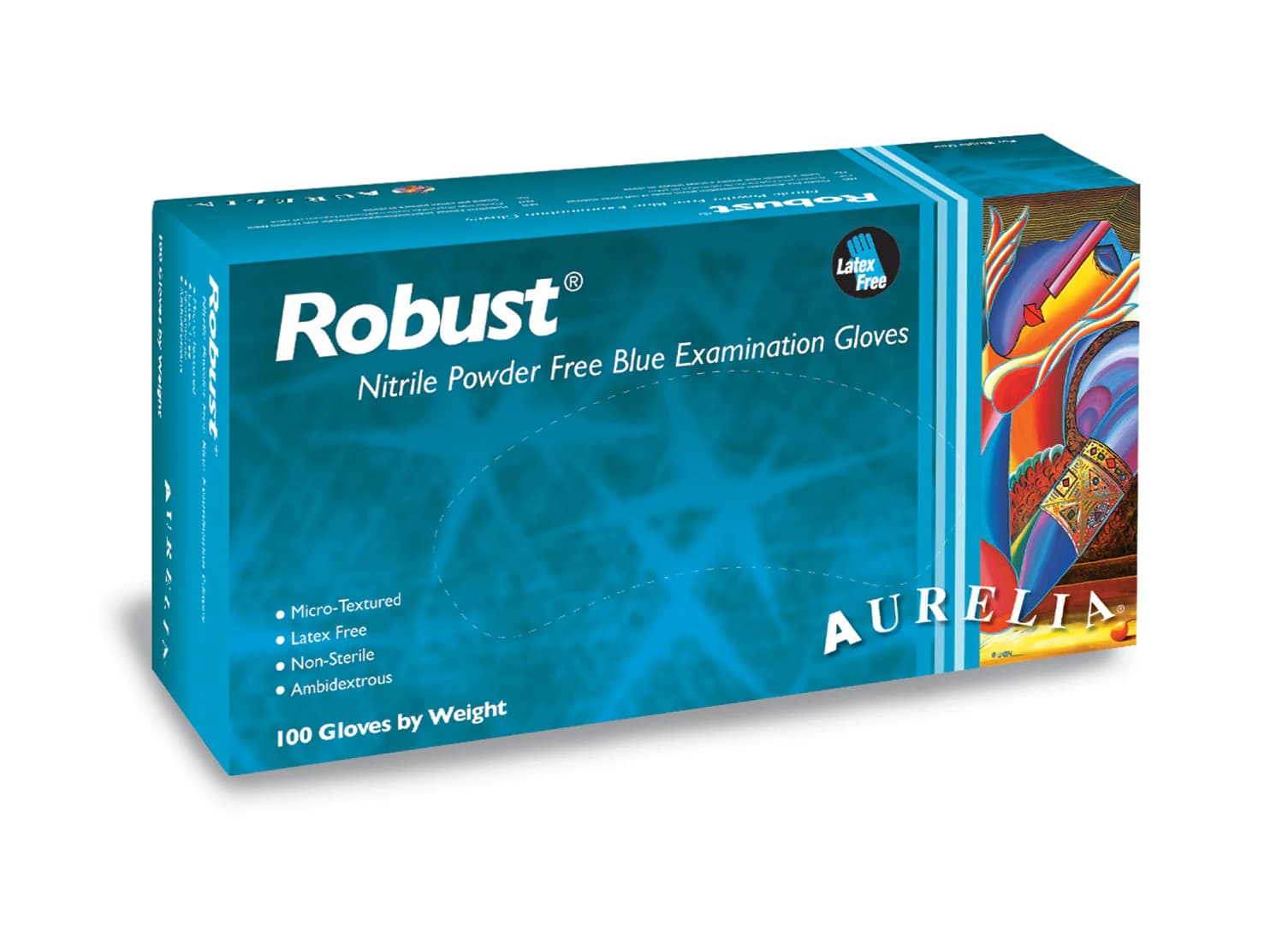 Robust® Nitrile Exam Gloves, Powder-Free, Micro-Textured, Non-Sterile, Small, Blue, 100/Box - Robust® Nitrile Exam Gloves Small Blue Box of 100 - Image 1