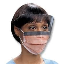 Halyard Fluidshield Procedure Mask, ASTM Level 3, Earloop, with Wraparound Splashguard Visor, Orange, 25/Box, 47147 thumbnail 2