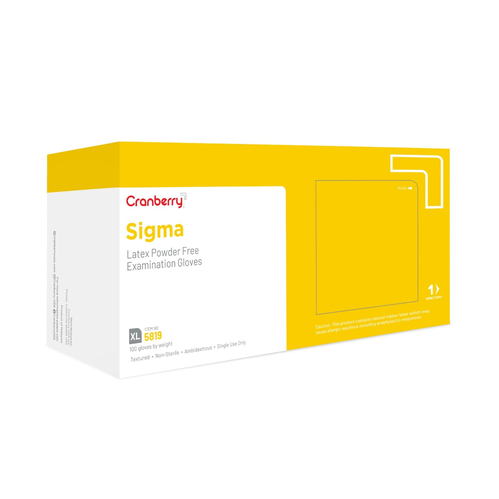 Cranberry Sigma PF Latex Examination Gloves, Powder-Free, Textured, Non-Sterile, X-Large, 100/Box, 5819 thumbnail 2