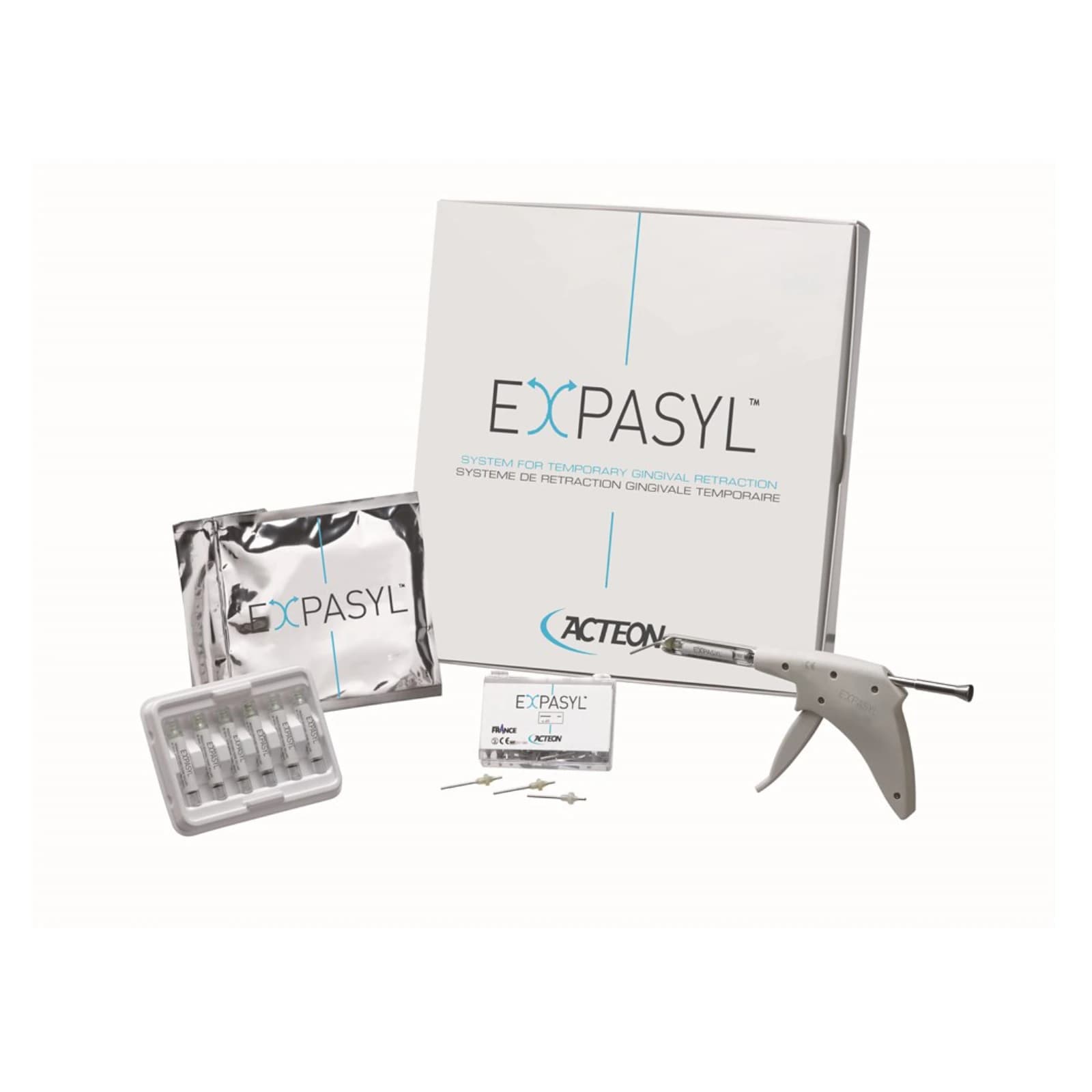 Expasyl Gingival Retraction Paste Intro Kit, 15% Aluminum Chloride, Unflavored, 6 x 1g Capsules + 12 Applicator Tips + Applicator Gun, 294100 thumbnail 2