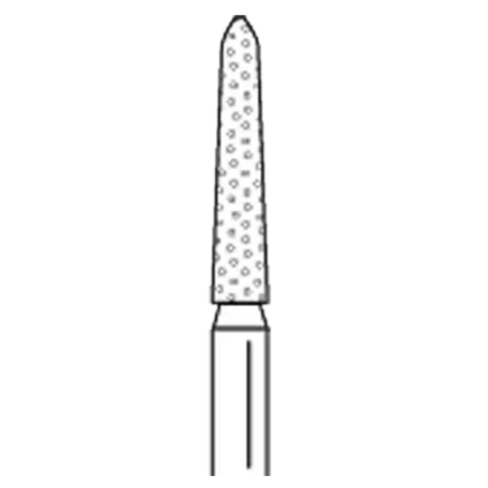 Premier Two Striper Diamond Bur, FG, Fine, Flame, #260.10, 1.4 mm Major/0.5 mm Minor Diameter, 10 mm Length, Red Ring, 5/Pk, 2015155 thumbnail 3