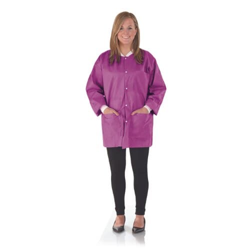 SafeWear Hipster Jacket, Poppy Pink, Medium, SMS 45 gsm, AAMI Level 2, Fluid Resistant, 12/Pk, 8116-B thumbnail 10