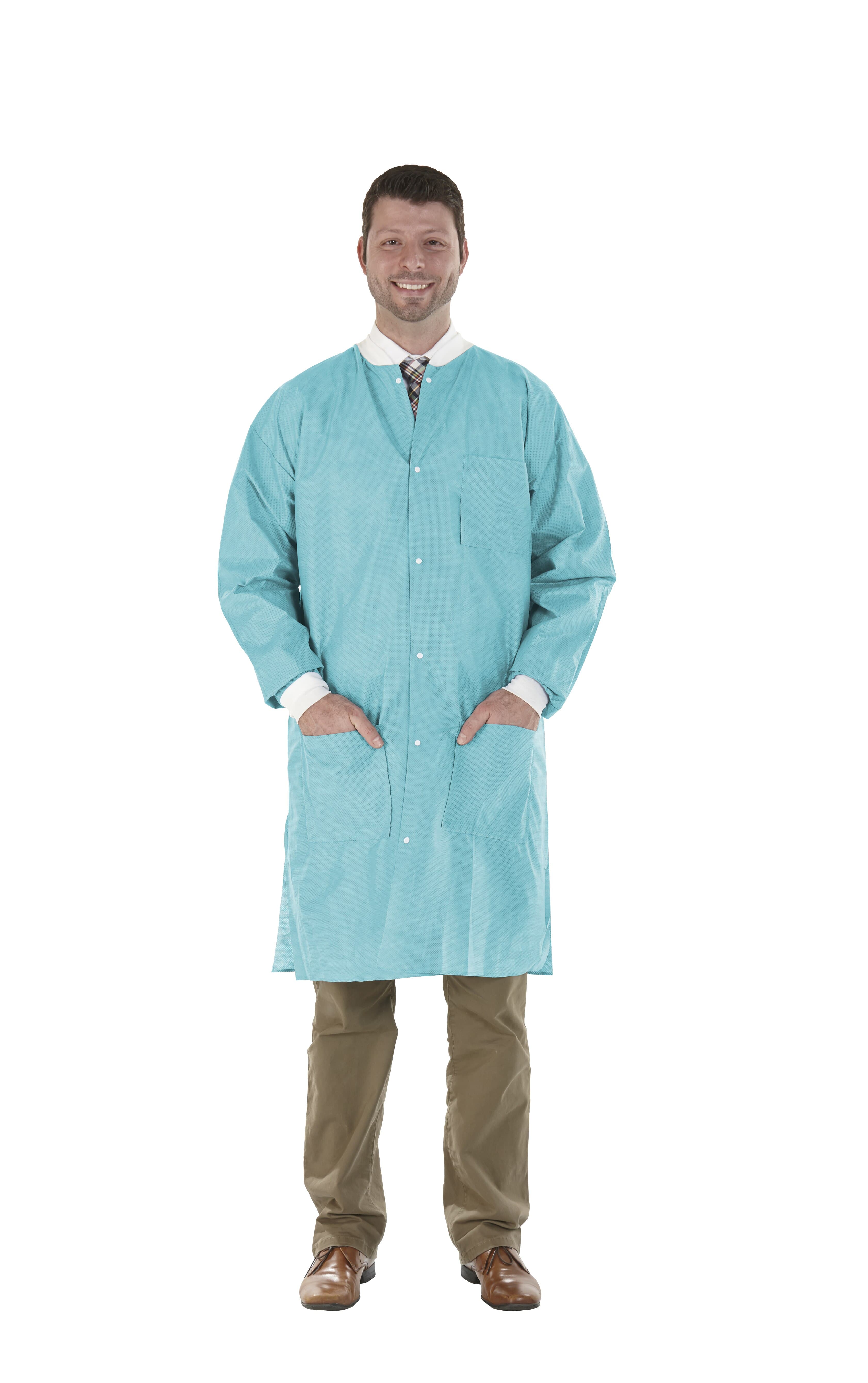 Medicom SafeWear High Performance Lab Coat, X-Large, Tropical Teal, SMS Polypropylene, 12/Bag, 8117-D thumbnail 8