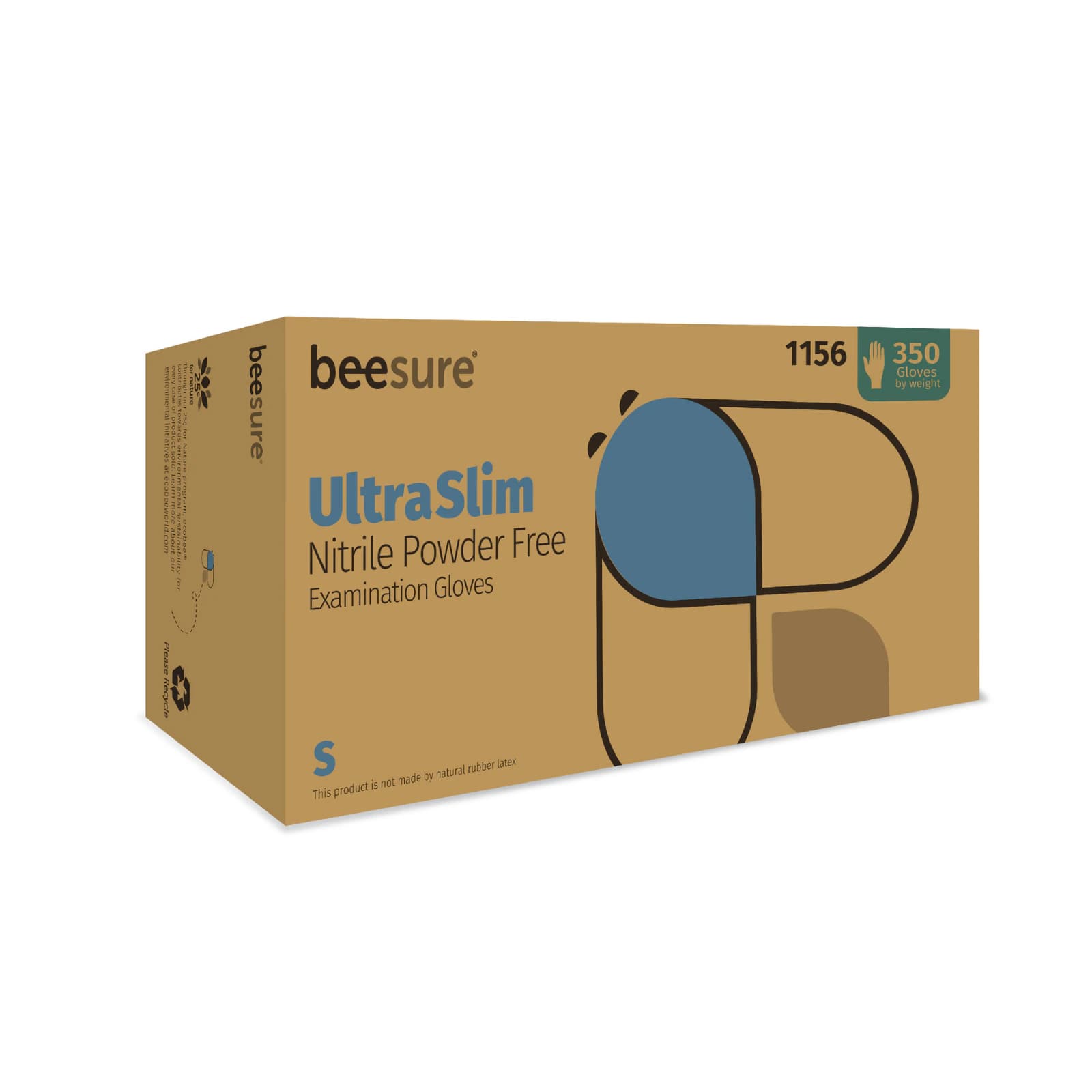 BeeSure UltraSlim Nitrile Exam Gloves, Powder Free, Non-Sterile, Small, Blue, 350/Box, BE1156 thumbnail 9