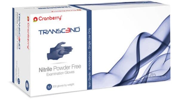 Cranberry Transcend Powder-Free Nitrile Exam Gloves, Medium, Matte Blue, 300/Box thumbnail 2