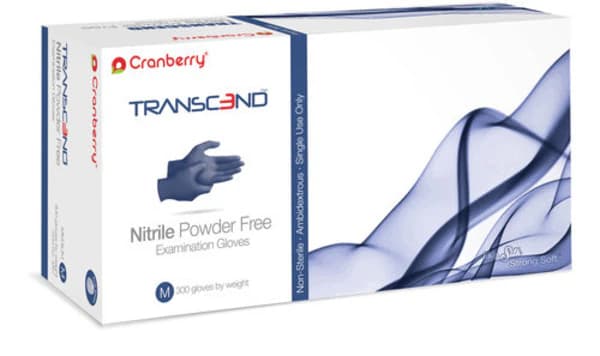 Cranberry Transcend Nitrile Examination Gloves, Powder-Free, X-Large, 250/Box - Transcend Nitrile Gloves 250/Bx X-Large - Image 1