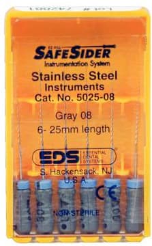 SafeSiders Endodontic Reamers, Stainless Steel, #08, 0.02 Taper, 25 mm, Grey, 6/Pkg, 5025-08 thumbnail 8