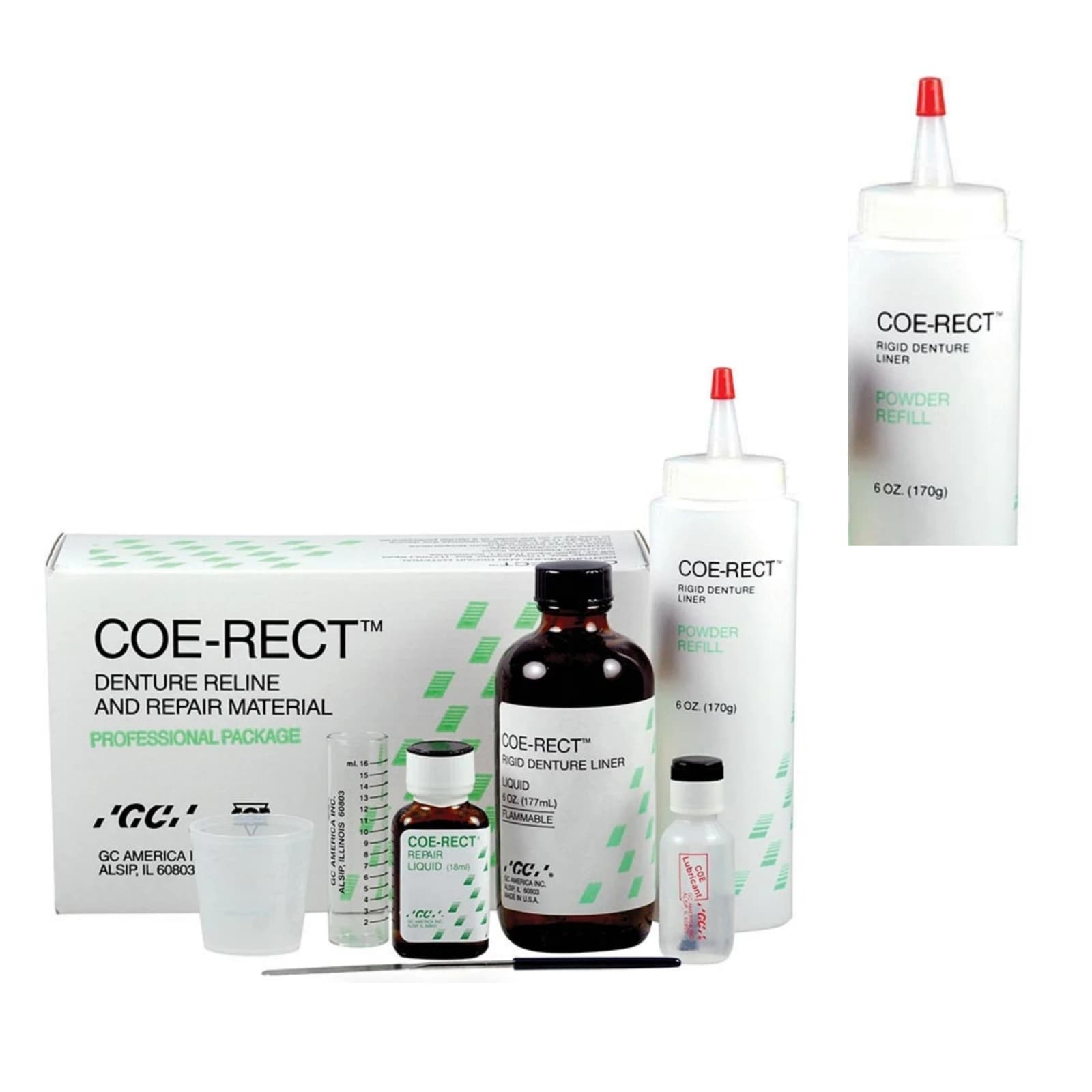 GC America COE-RECT Self-Curing Hard Denture Reline and Repair Powder, 6 oz Bottle, 343002 thumbnail 3