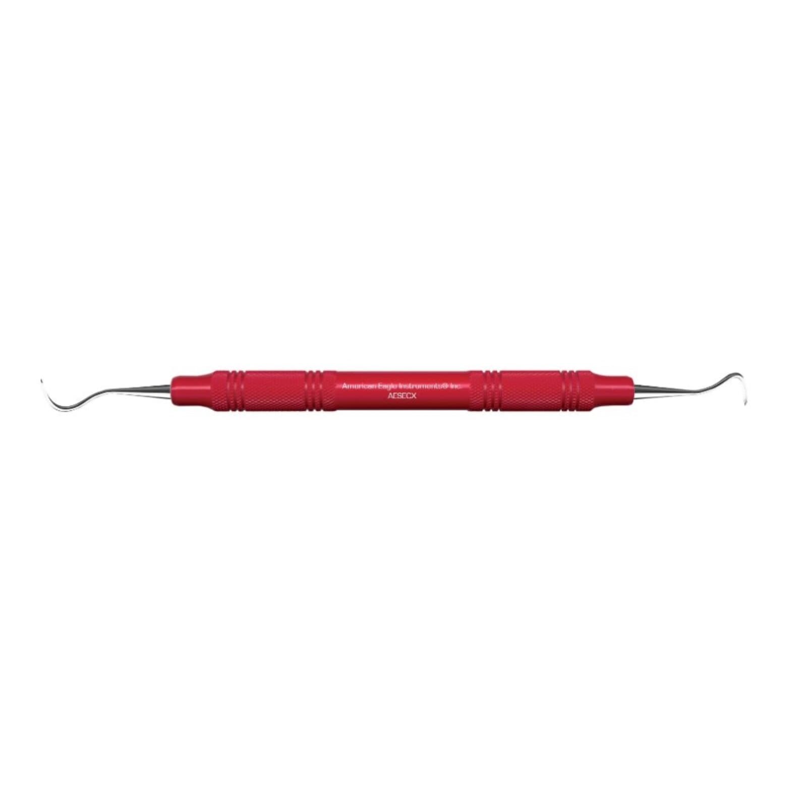 American Eagle Eagle Claw Sickle Scaler, Posterior, Double-Ended, EagleLite Resin Handle, 3/8 Inch, Red, 1/Pk, AESECX thumbnail 3
