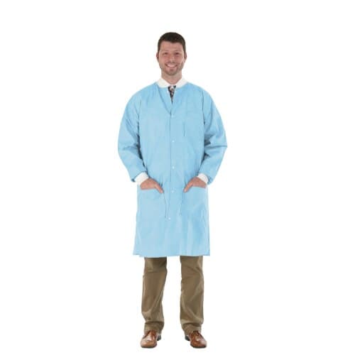 Medicom SafeWear High Performance Lab Coat, Soft Blue, Medium, 12/Bag, 8112-B thumbnail 10