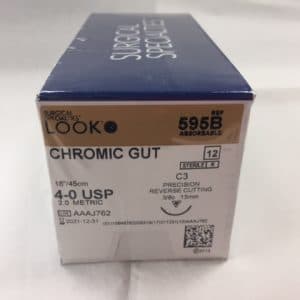 Look Plain Gut Absorbable Suture, 5-0, 18"/45 cm, C3 Precision Reverse Cutting Needle, 13 mm 3/8 Circle, 12/Pk, 596B thumbnail 6