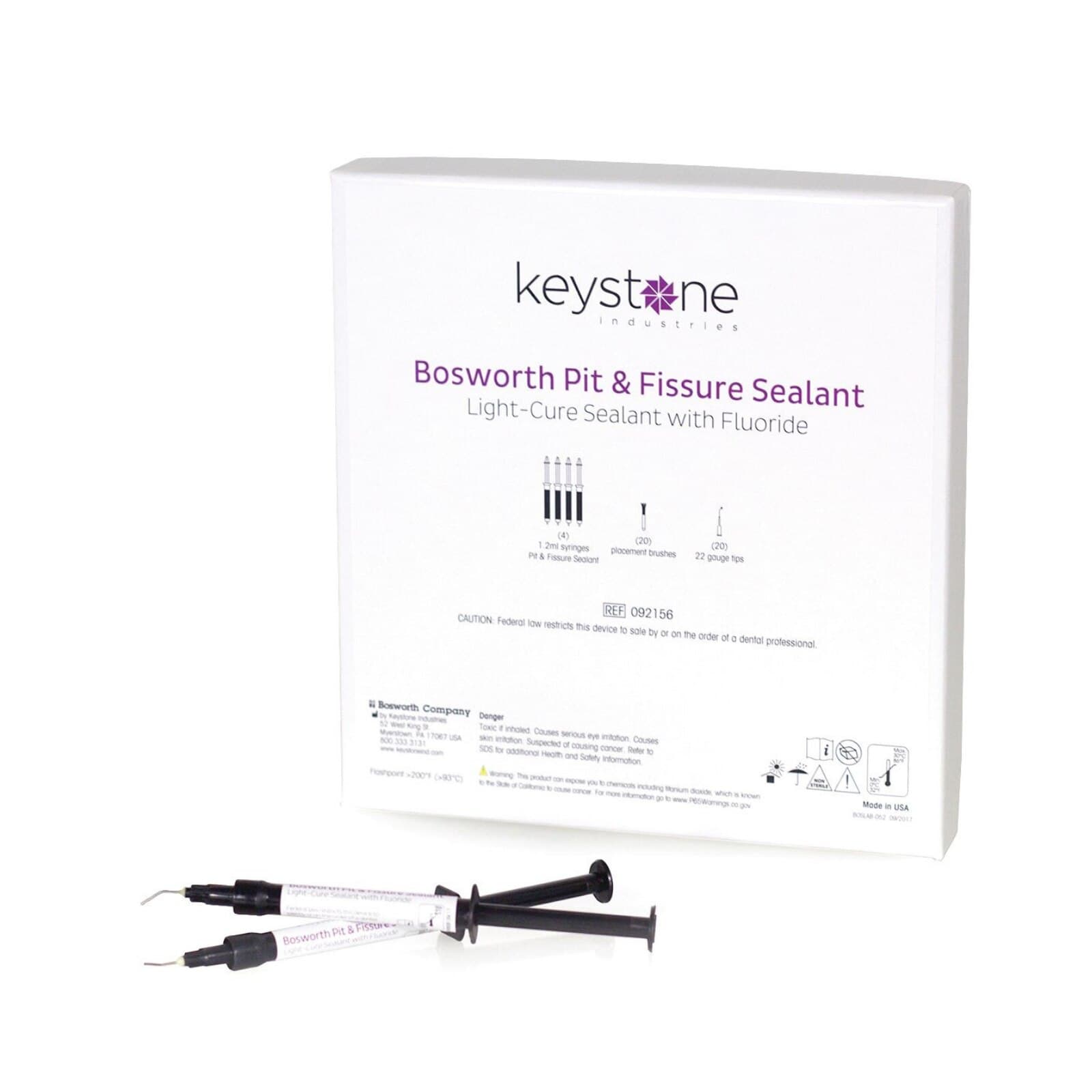 Bosworth Pit and Fissure Sealant with Fluoride, Light Cure, 4 x 1.2 ml Syringes with 20 Tips, 092156 - Pit and Fissure Sealant with Fluoride - Pit and Fissure Sealant with Fluoride - Image 1