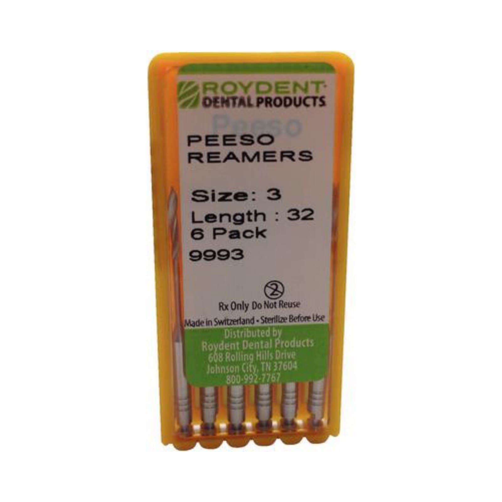 Roydent Peeso Reamer, Size #3, 32 mm, Stainless Steel, 6/Pkg, 9993 thumbnail 4