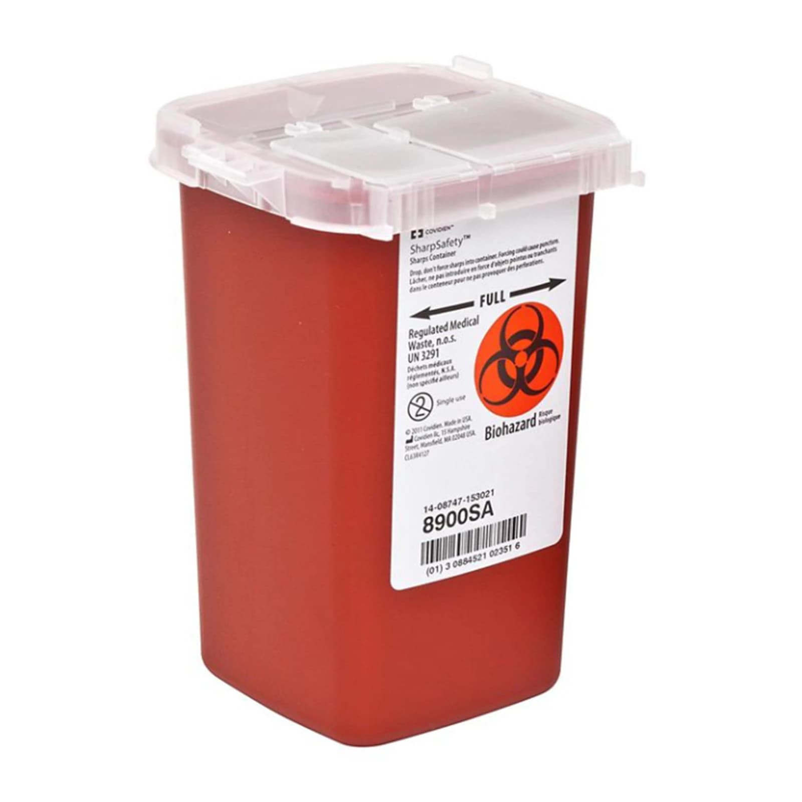 SharpSafety Phlebotomy Sharps Container, 1 Quart, Red, Translucent Top, Sliding Lid, 1/Pk, 8900SA thumbnail 7