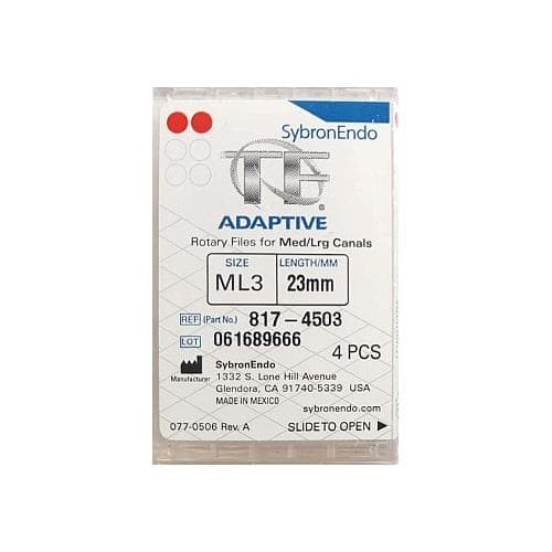 TF Adaptive Nickel-Titanium Rotary Files, ML3, 23 mm, Red, 4/Pk, 817-4503 thumbnail 14