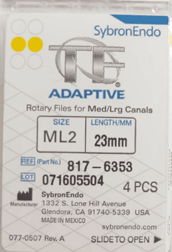 Kerr TF Adaptive Nickel Titanium Rotary File, ML2, 23 mm, Yellow, 4/Pack, 817-6353 thumbnail 14