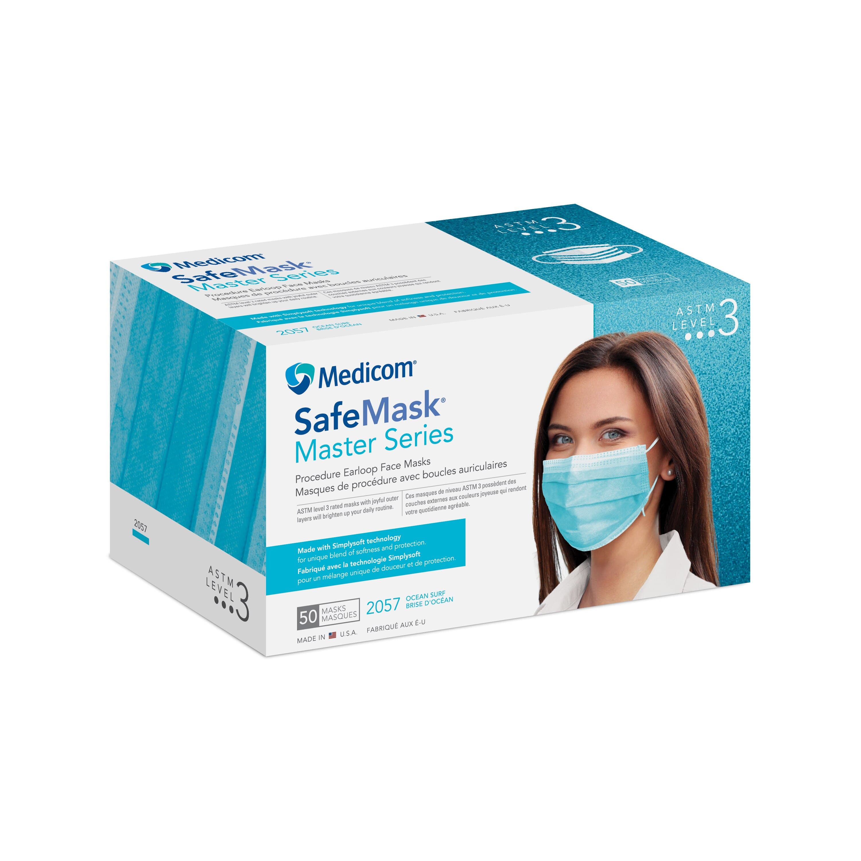 SafeMask Master Series Procedure Earloop Mask, ASTM Level 3, Ocean Surf (Aqua Marine), 50/Box, 2057 thumbnail 16