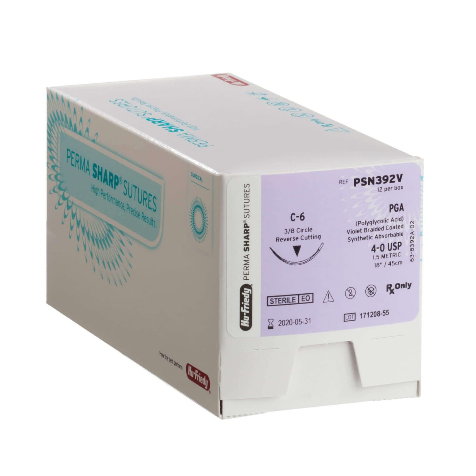Hu-Friedy Perma Sharp PGA Absorbable Suture, Undyed Braided, 4-0, C-6 Reverse Cutting 3/8 Circle Needle, 27", 12/Box, PSN422V thumbnail 3
