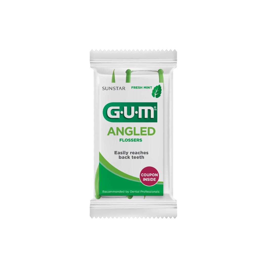 GUM Eez-Thru Angled Flossers, Mint, 2 Flossers per Pack, 48 Packs per Box, 898PA thumbnail 2