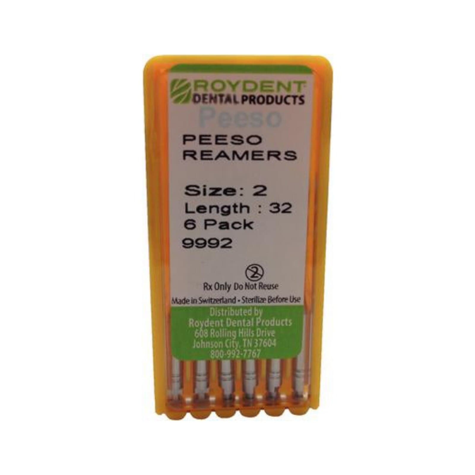 Roydent Dental Peeso Reamer Drills, Size #2, 32mm, Stainless Steel, 6/Pack thumbnail 4