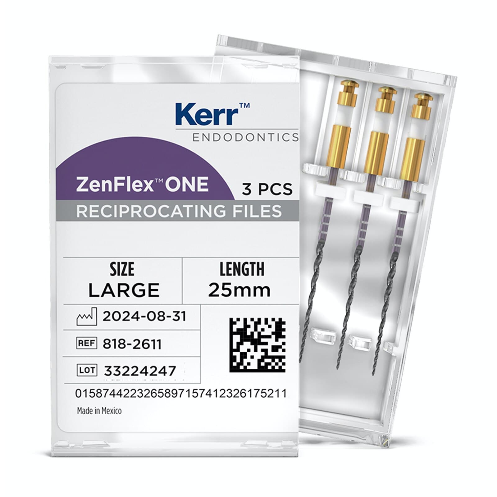 ZenFlex™ ONE Reciprocating NiTi File, Large, White, .45/.06, 25mm, 3/Pk, 818-2611 thumbnail 8