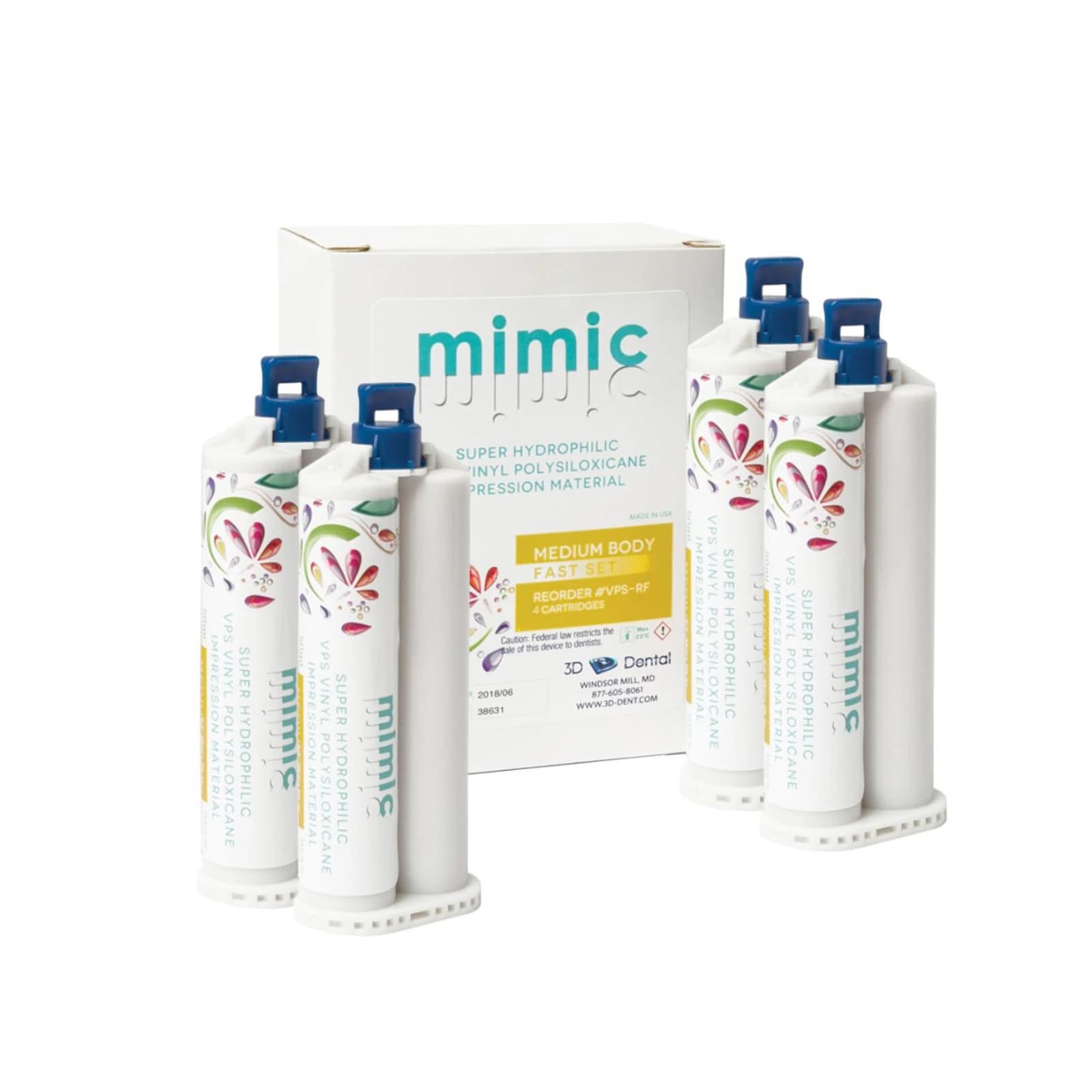 Mimic VPS Impression Material, Monophase Body, Fast Set, 50 ml Cartridges, 4/Pk, VPS-MF-4 thumbnail 6