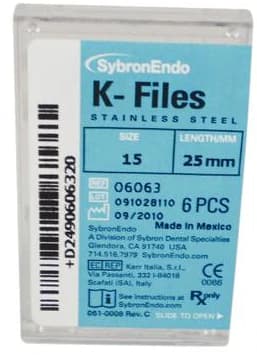 Kerr K-Files, Stainless Steel, 25 mm, #15, White, 6/Pk, 06063 thumbnail 13
