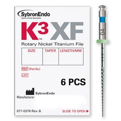 Kerr K3XF Nickel Titanium Rotary File, #15 White, .06 Taper, 25mm, Pack of 6, 823-6155 thumbnail 3