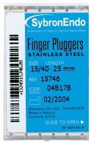 Kerr Finger Pluggers, 25mm, Size #40, Black, 6/Pk, #15744 - Kerr #40 black 25mm finger plugger, package of 6 finger pluggers - Image 1