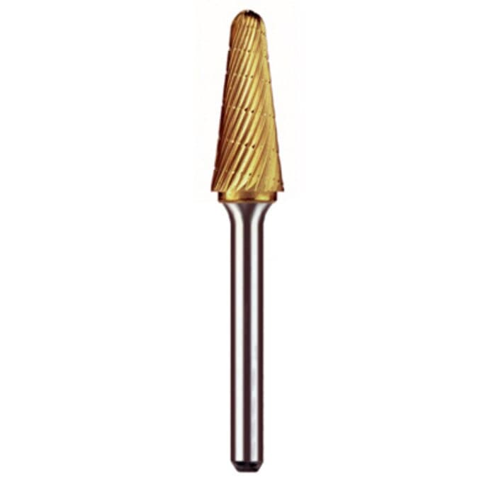 Dedeco Goldies Carbide Bur B-1/2, Titanium Nitride Coated, 1/2" Diameter, 1/4" Shank, 1/Pk thumbnail 2