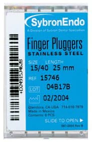 Kerr Finger Pluggers, 25mm, Size #45, White, Double-Ended, 6/Pk, #15745 - 45-25mm White Finger Plugger (6) - Image 1