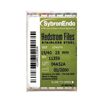 Kerr (SybronEndo) Hedstrom Files, Size #55, 30mm, Red, Stainless Steel, 6/Pack, 12838 thumbnail 2
