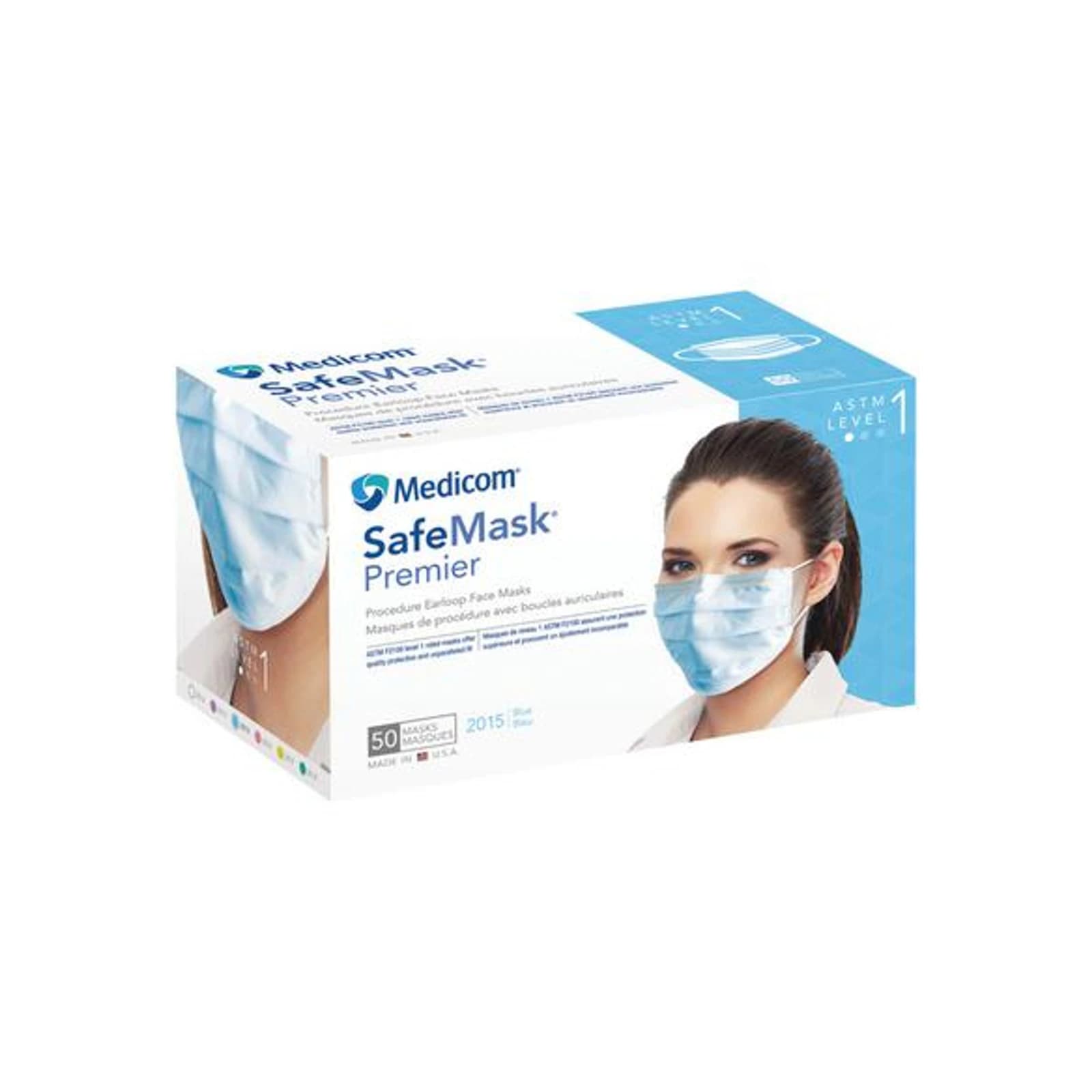 SafeMask Premier Procedure Face Mask, ASTM Level 1, Blue, Ear Loop, 50/Box, 2015 thumbnail 12