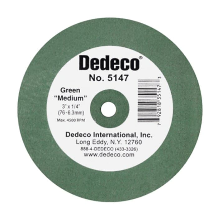 Dedeco Traditional Lathe Wheel, Green Medium, 3" x 1/4", 1/Pk, 5147 thumbnail 5