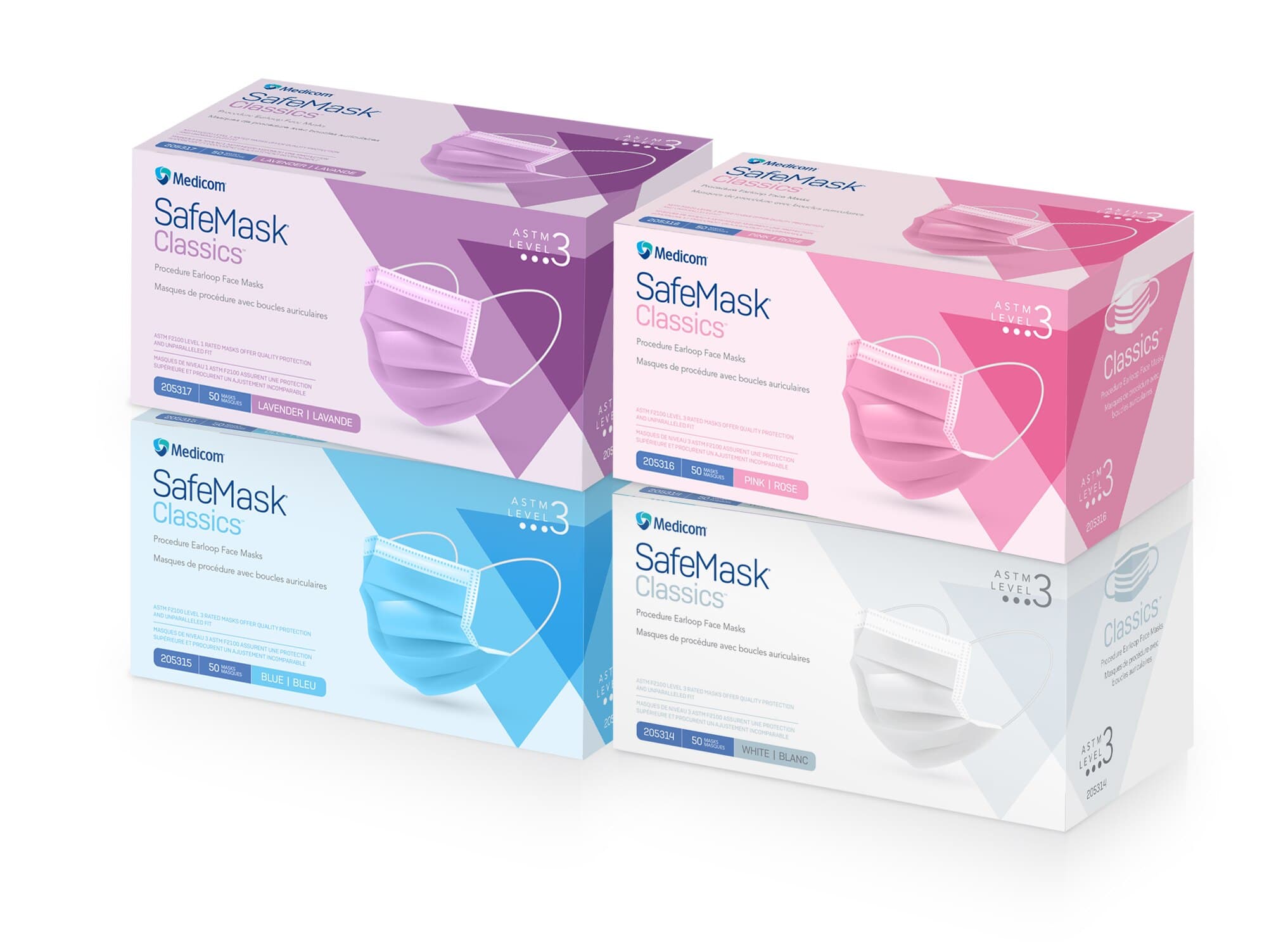 SafeMask® Classics™ Procedure Face Mask, ASTM Level 3, Earloop, Pink, 50/Box, 205316 thumbnail 15