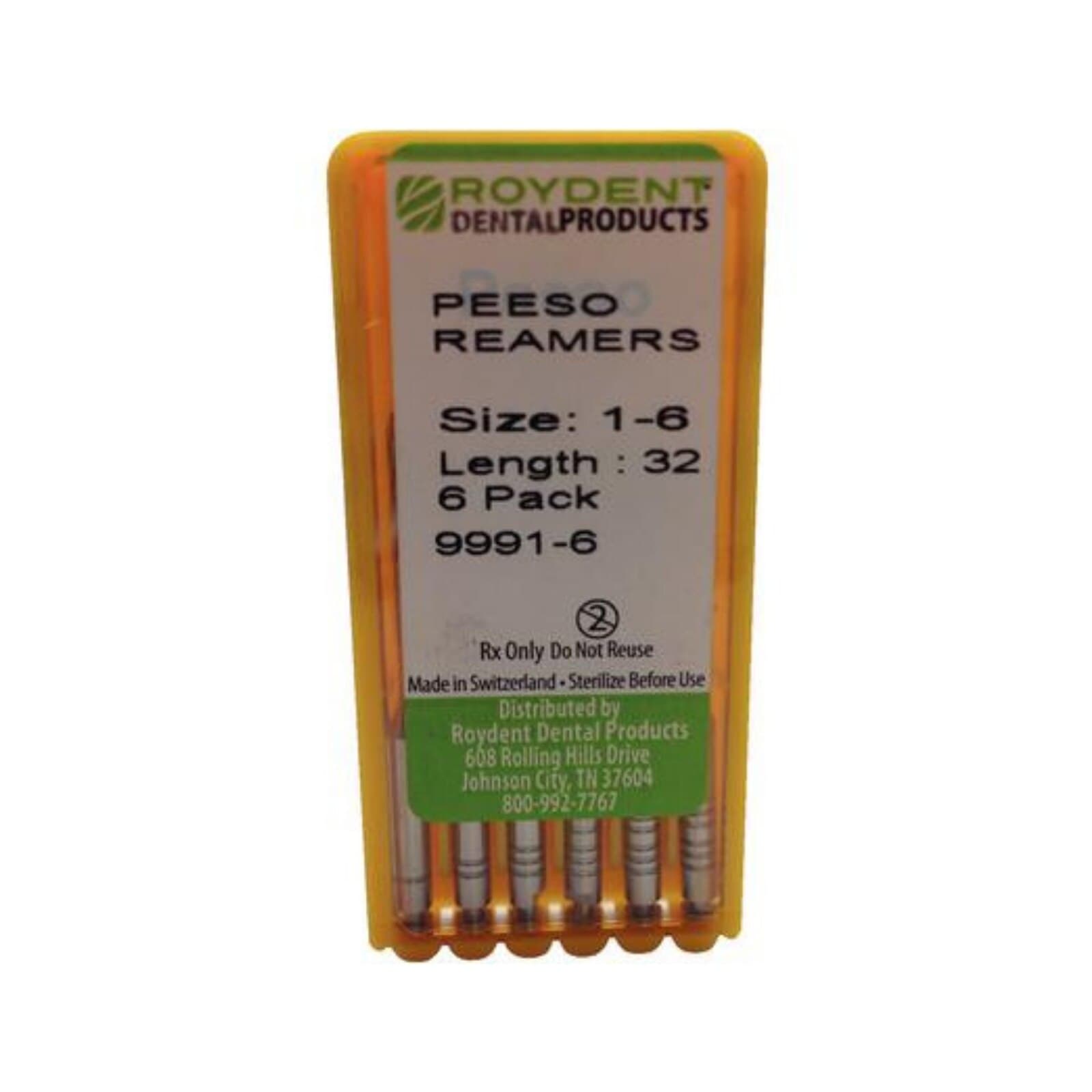 Roydent Dental Peeso Reamer Drills, Stainless Steel, Sizes 1-6, 32mm, 6/Pk thumbnail 4