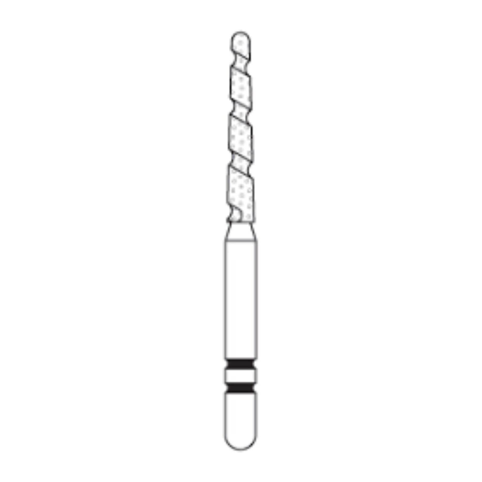 Two Striper TS2000 Diamond Bur, FG, Round-End Taper, 2003.10, Coarse, Green, 1.4 mm Major/0.9 mm Minor, 10 mm Length, 5/Pk, 2000040 thumbnail 3