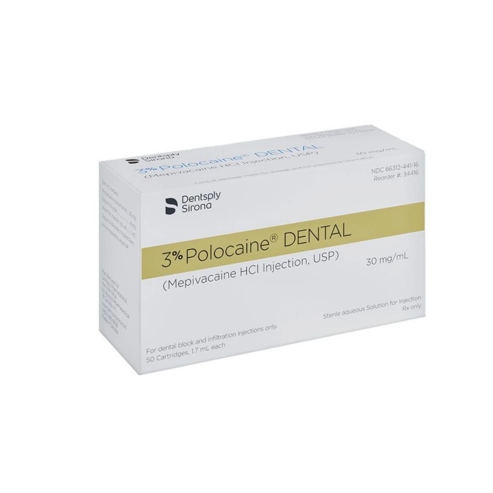Polocaine 3% Mepivacaine Hydrochloride Injection, USP Plain, 1.7 mL Cartridges, 50/Box, 34416 thumbnail 7