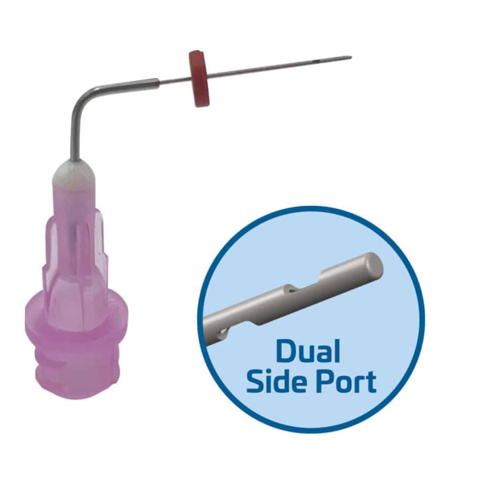 Voyager Pre-Bent Dual Side Port Irrigating Tips, 30 Gauge, 17mm, Pink, 50/Pk, #315730 thumbnail 2